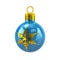 Blue Christmas ball with golden snowflake