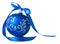 Blue christmas ball with ribbon bow