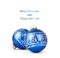 Blue Christmas balls with silver ornament isolated