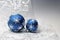 Blue Christmas decorations with silver ornament