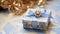 Blue Christmas Gifts With Gold Gift Wrap - Ornate Design