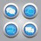 Blue chrome buttons set-white speech bubbles icons