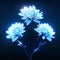 Blue chrysanthemum on a dark background. 3d rendering Generative AI