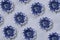 Blue chrysanthemums on paper background, pattern