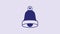 Blue Church bell icon isolated on purple background. Alarm symbol, service bell, handbell sign, notification symbol. 4K