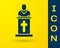 Blue Church pastor preaching icon  on yellow background. Vector