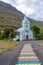 Blue church at Seydisfjordur on Iceland