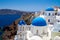 Blue churches of Oia village on Santorini