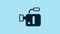 Blue Cinema camera icon isolated on blue background. Video camera. Movie sign. Film projector. 4K Video motion graphic