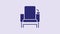 Blue Cinema chair icon isolated on purple background. 4K Video motion graphic animation
