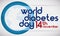 Blue Circle, Globe and Reminder Date of World Diabetes Day, Vector Illustration