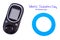 Blue circle and glucometer on white background, symbol of world diabetes day