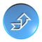 Blue circle push button arrow right and up - 3D rendering illustration