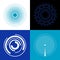 Blue circle signal waves. Generate sound or radar vector radio signals