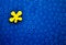 Blue circles background and irregular yellow shape