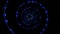 Blue circles spiral shape on black background, optical illusion