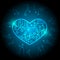 Blue circuit heart background vector
