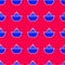 Blue Citrus fruit juicer icon isolated seamless pattern on red background. Vector