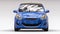 Blue city car with blank surface for your creative design. 3D rendering