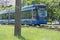 Blue city passenger tram