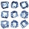 Blue clear ice cubes collection