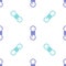 Blue Climber rope icon isolated seamless pattern on white background. Extreme sport. Sport equipment. Vector