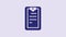 Blue Clipboard with checklist icon isolated on purple background. Control list symbol. Survey poll or questionnaire