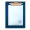 Blue clipboard icon, realistic style