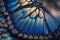 Blue Clipper Butterfly Wing - closeup butterfly wing blue. iridescent, background wallpaper texture