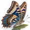 Blue Clipper Parthenos sylvia butterfly. Beautiful Butterfly in Wildlife. Isolate on white background