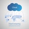 Blue Cloud Computing Concept Design with Icons Around the Cloud