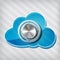 Blue cloud computing icon with knob