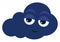 Blue cloud with eyes, illustration, vector