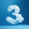 Blue Cloud Number Floating on Blue Background AI Generated