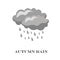Blue Cloud Rain icon isolated on background. Modern simple cartoon forecast storm sign.