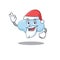 Blue cloud Santa cartoon character with cute ok finger