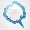 Blue cloud speech bubble with commas, quote background