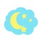 Blue Cloud Yellow Moon and Stars Flat Icon