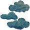 Blue clouds of crumpled dyed kraft paper, a set of design elements