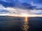 Blue Clouds Reflect Sunrise in the Sea inside Panama Canal