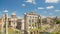 Blue cloudy sky above ruins of Roman Forum museum in Italy, famous landmark