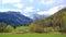 Blue and cloudy sky above Slovenian Alps