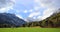 Blue and cloudy sky above Slovenian Alps