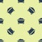 Blue Coal mine trolley icon isolated seamless pattern on yellow background. Factory coal mine trolley. Vector
