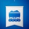 Blue Coal train wagon icon isolated on blue background. Rail transportation. White pennant template. Vector