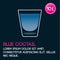 Blue cocktail card template with price and flat background.