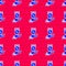 Blue Coins on hand - minimal wage icon isolated seamless pattern on red background. Vector