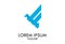 Blue Color Abstract Fold Ribbon Bird Letter F Logo Design