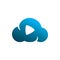 Blue color cloud play media logo design