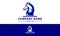 Blue Color Creative Chess Horse silhouette Logo Design